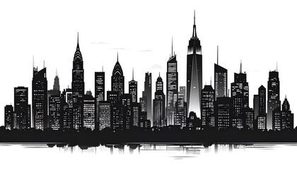 Fototapeta premium A stylized black and white cityscape