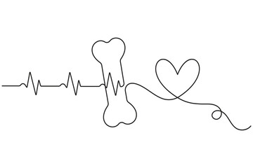 Dog bone minimalist continuous line artwork