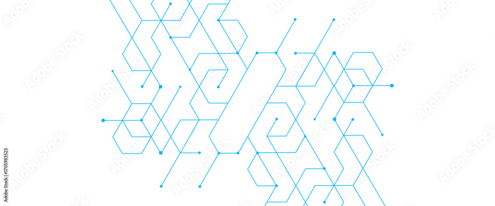 Wall mural vector abstract minimal geometrical futuristic tech geometric blue triangles lines and dots backgrou