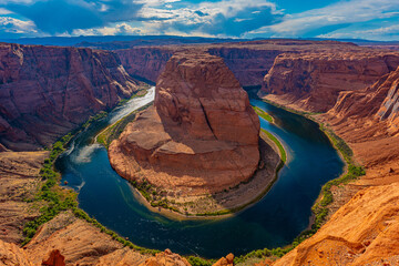 アメリカ　アリゾナ州のホースシューベンドの風景　グランドキャニオン　グランドサークル