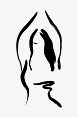 Yoga pose collage element, drawing illustration