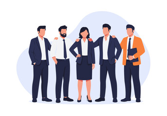 Diverse Group of Professionals Standing Together Confidently.