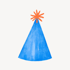 Party hat collage element, blue design