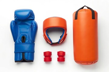 Boxing training equipment including gloves headgear and punch bag