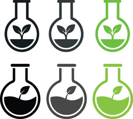 Eco Lab Logo Icons Vector – Plant in Flask Design