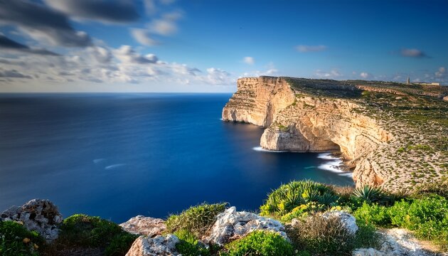 Dingli Cliffs Coast Of Malta Long Exposure Picture June 2023
