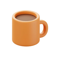 3d rendered orange coffee mug with coffee isolated on transparent background