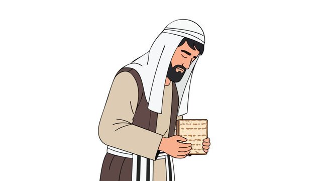 man holding matzah, religious, cartoon style clip art preview