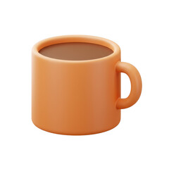 3d render of an orange coffee mug isolated on transparent background