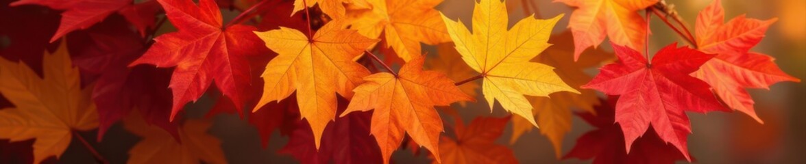Fototapeta premium Vibrant red, orange, yellow, & brown leaves Perfect fall foliage , design elements, red leaf