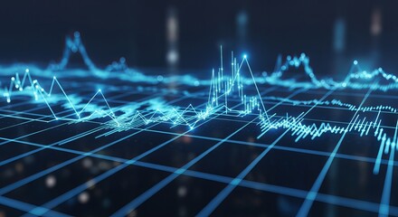 Dynamic Data Visualization: Abstract digital rendering of a complex and intricate financial chart, highlighting the ever-changing flows of market.