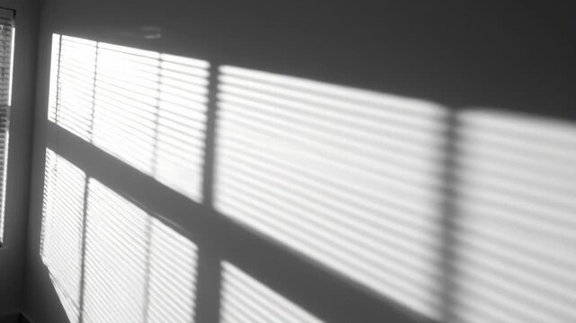 Venetian Blind Shadows Crawl Over Minimalist Wall
