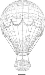 Wireframe of vintage hot air balloon