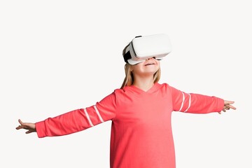 Woman experiencing virtual reality photo