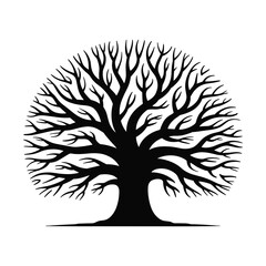 Majestic bare tree with intricate branches in a striking black silhouette