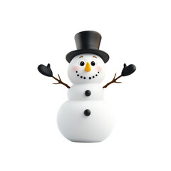 Cheerful Snowman with Black Hat and Carrot Nose for Winter Fun