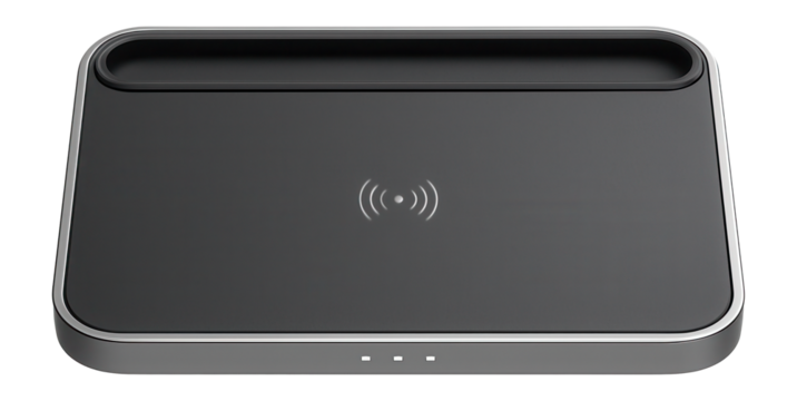 Wireless charging tray with a minimalist design and integrated cable management groove