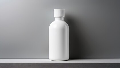 Clean White Bottle On Soft Gray Background For Product Presentation