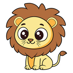 Obraz premium Cute cartoon lion on white background