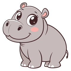 Fototapeta premium Cute cartoon hipp on white background