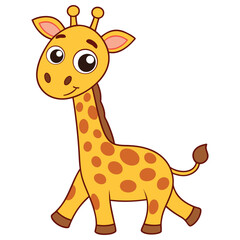 Fototapeta premium Cute giraffe walking on white background