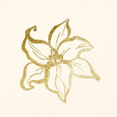 Gold rose line art, simple floral graphic illustration