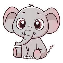 Obraz premium Cute cartoon baby elephant on white background