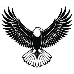 Naklejka premium Black and white soaring eagle on white background