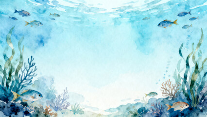 Watercolor Flower Border Landscape