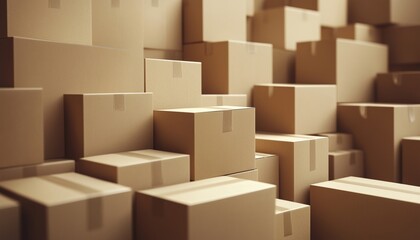 Single Art Of Stack Cardboard Boxes – A Modern Interpretation Of Traditional Packaging Materials Stacked In An Artistic Manner.