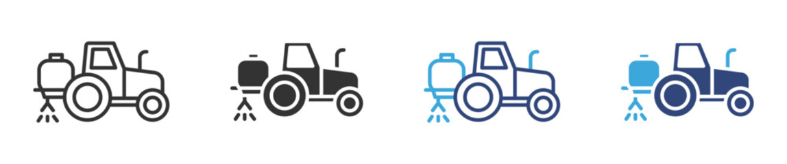 crop sprayer tractor icon set in outline and flat style , vector illustration.  © Habiba Anika