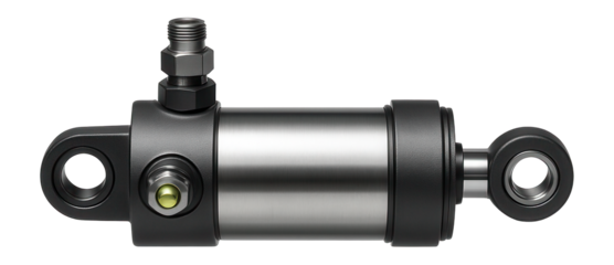 Hydraulic actuator with piston rod and high-pressure fittings for heavy-duty equipment