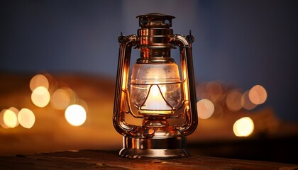 Antique Lantern Old Fashioned Light Illuminating The Night With A Warm Glow
