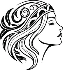 Beautiful Woman Face Silhouette – Elegant Female Profile Illustration