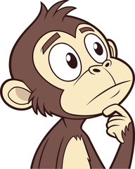 Cartoon Monkey Thinking – Cute Animal Illustration