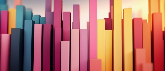 A vibrant collection of colorful vertical bars, creating an abstract and dynamic visual scene with a playful arrangement of hues.