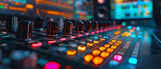 Studio Mixing Console Closeup.