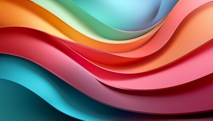 Fototapeta premium Abstract Composition Overlapping Colorful Shapes Create Dynamic Visual Effect Gradient Hues Blend Forming Fluid Forms Modern Design