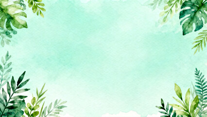 Watercolor Flower Border Landscape