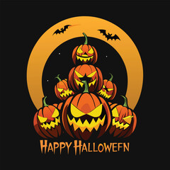 Minimalist halloween design with a cluster of spooky elements