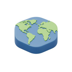 Fototapeta premium Isometric 3d world map icon isolated on transparent background