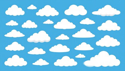 Fototapeta premium Cheerful Cartoon Cloudscape A Collection of Fluffy White Clouds on Blue