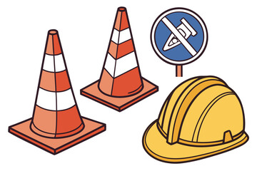 traffic cones on a white background