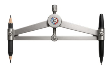 Double-arm compass with a pencil and pen holder for dual marking in pattern making.