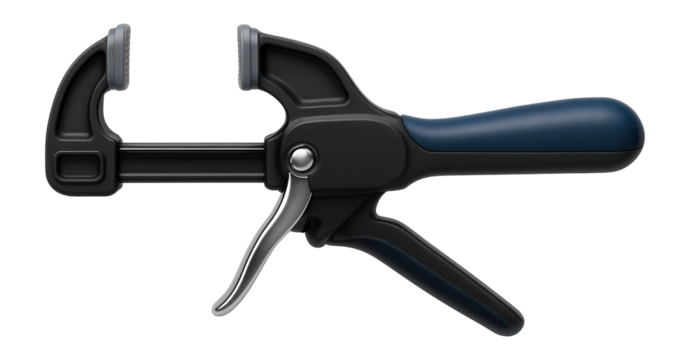 Ratchet clamp with a nylon and fiberglass-reinforced body for holding delicate materials.