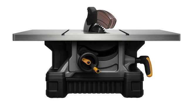 Heavy-duty table saw with a reinforced trunnion system for stability on construction projects.