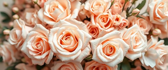 Delicate beige roses, soft floral background, high-key lighting, pastel tones,  delicate,  soft focus