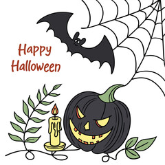 Menacing jack o lantern halloween scene with spooky elements