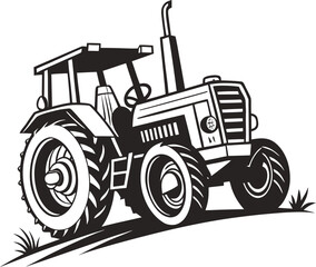 Tractor Illustration – Farm Vehicle Silhouette Drawing