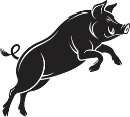Wild Boar Silhouette – Jumping Pig Illustration